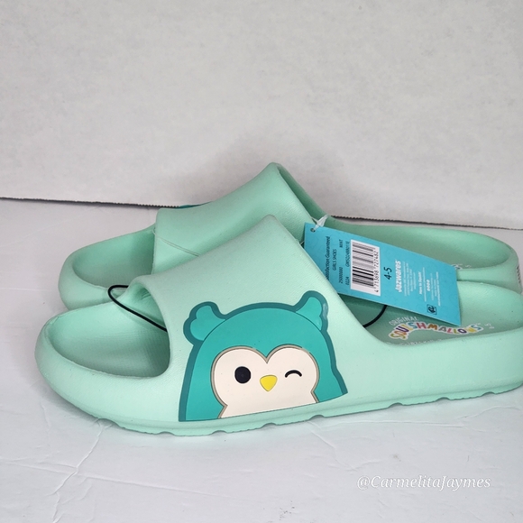 SQUISHMALLOW WINSTON 🦉 Teal Kids Slides Sandals Big kids 4-5 NWT - Picture 2 of 3
